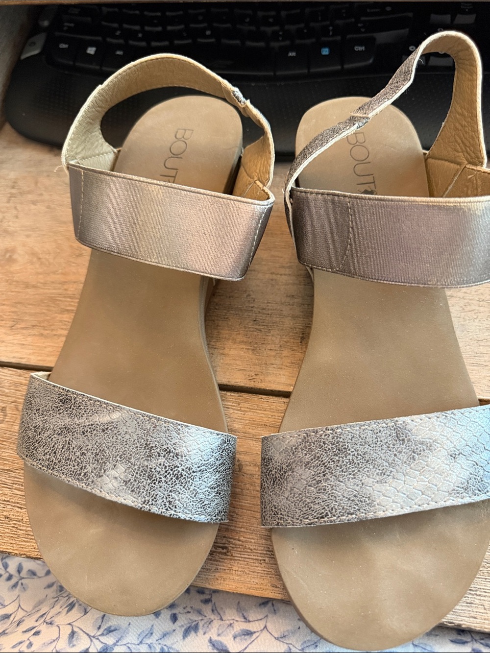 Silver Metallic Slingback Sandals for Women